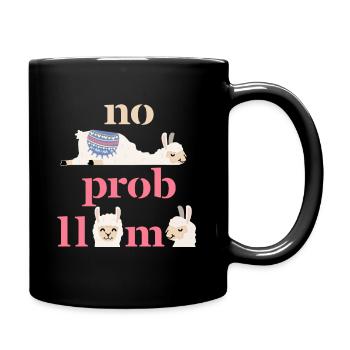 Lama-Llama, funny saying, no-probllama, pun - Full Colour Mug - black - Right