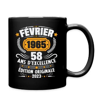 Cadeau D'anniversaire 58 Ans Février 1965 Vintage - Mug uni - noir - Droite