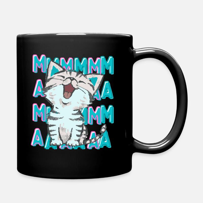 Katze ruft Mama - Tasse einfarbig - Schwarz