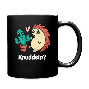 Kaktus zum Knuddeln- Lustiger süßer Kaktus - Tasse einfarbig - Schwarz - Rechts