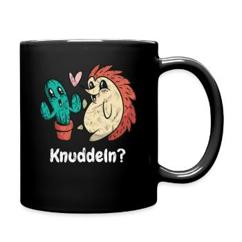 Kaktus zum Knuddeln- Lustiger süßer Kaktus - Tasse einfarbig - Schwarz - Rechts