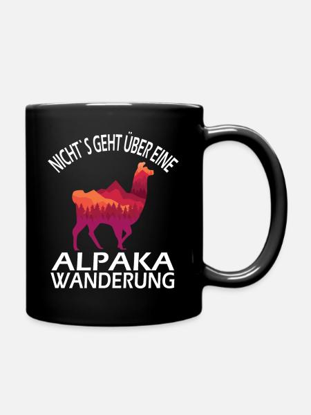 Alpaka und Lama Wanderung - Tasse einfarbig - Schwarz