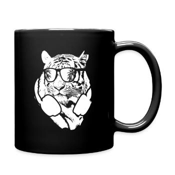 Tiger Sonnenbrille Kopfhörer Party Musik Tigerfans - Tasse einfarbig - Schwarz - Rechts