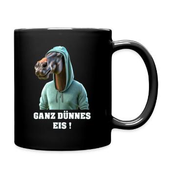 Pferd Ganz dünnes Eis Witzig - Tasse einfarbig - Schwarz - Rechts