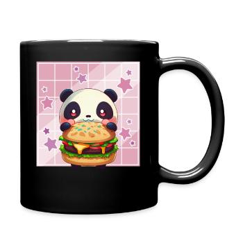 Cute Kawaii Panda, The Burger Anime Manga Otaku - Full Colour Mug - black - Right