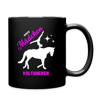 Echte Mädchen Voltigieren - Tasse einfarbig - Schwarz - Rechts