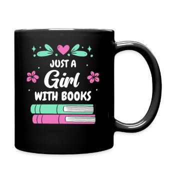 Bücher Buch lesen Bücherei Bibliothek Bücherwurm - Tasse einfarbig - Schwarz - Rechts