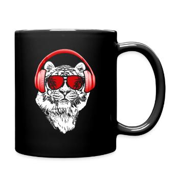 Tiger Sonnenbrille Kopfhörer Party Tigerliebhaber - Tasse einfarbig - Schwarz - Rechts