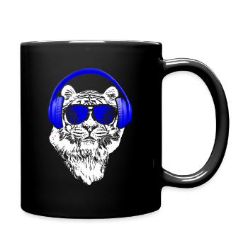 Tiger Sonnenbrille Kopfhörer Party Musik Tigerfans - Tasse einfarbig - Schwarz - Rechts