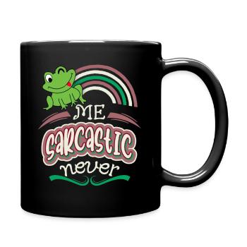 Sarcasm, funny saying with tree frog - Full Colour Mug - black - Right