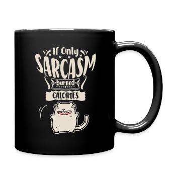 Sarcasme, gros chat veut brûler des calories - Mug uni - noir - Droite