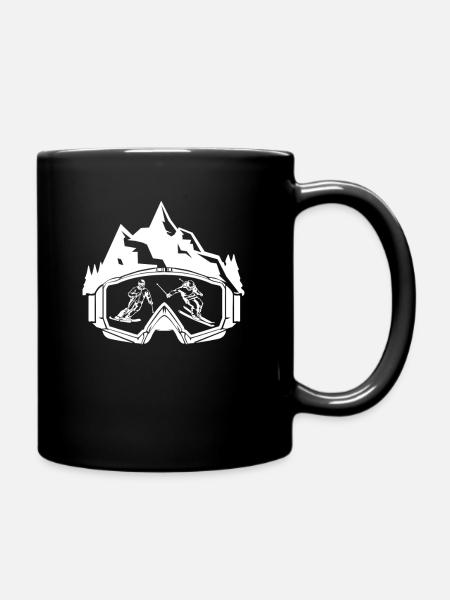 Skibrille Skifahrer Ski Berge Winter - Tasse einfarbig - Schwarz