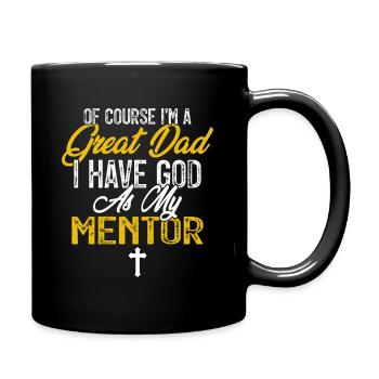 God is my mentor Christian Father's Day - Full Colour Mug - black - Right