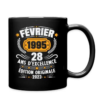 Cadeau D'anniversaire 28 Ans Février 1995 Vintage - Mug uni - noir - Droite