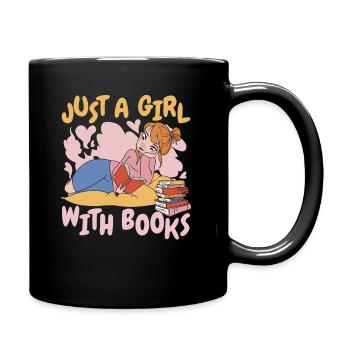 Bücher Buch lesen Bücherei Bibliothek Bücherwurm - Tasse einfarbig - Schwarz - Rechts