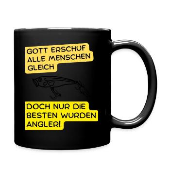 Angeln Spruch witzig - Tasse einfarbig - Schwarz - Rechts