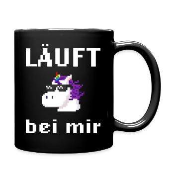 Läuft bei mir Pixelart mit Einhorn - Tasse einfarbig - Schwarz - Rechts