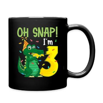 Oh Snap Ich bin 3 Krokodil 3. Geburtstag Alligator - Tasse einfarbig - Schwarz - Rechts