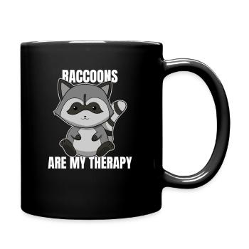 Les ratons laveurs sont ma thérapie Waschbären - Mug uni - noir - Droite