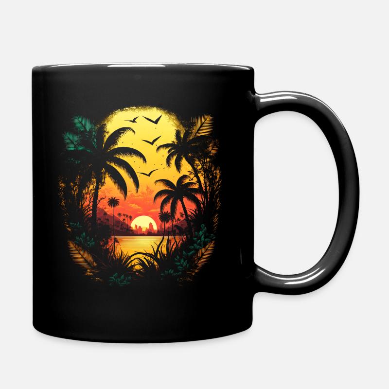 80er Vintage Palmen - Tasse einfarbig - Schwarz
