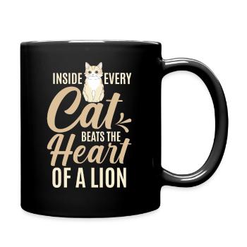 In every cat beats the heart of a lion - Full Colour Mug - black - Right