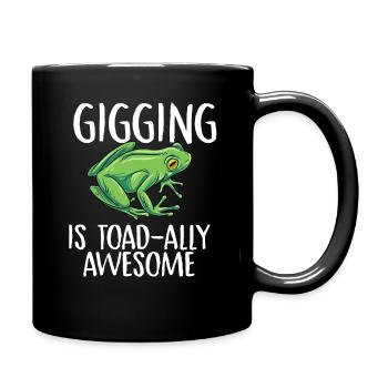 gigging is toad ally awesome Design for a frog - Full Colour Mug - black - Right