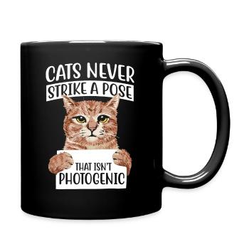 Cats never strike a pose that isn't photogenic - Full Colour Mug - black - Right