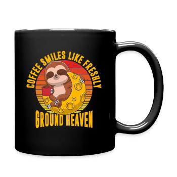 Coffee smiles like freshly ground heaven - Full Colour Mug - black - Right