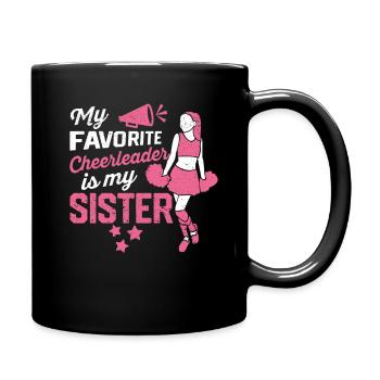 My favorite cheerleader is my sister - Full Colour Mug - black - Right