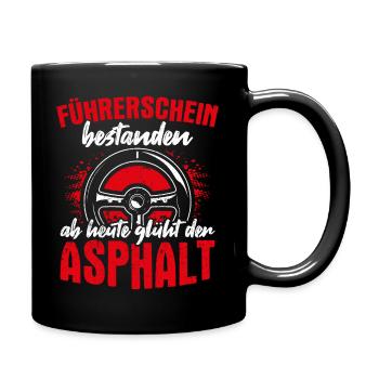 Fahrprüfung Bestanden Führerschein Autofans Fahran - Tasse einfarbig - Schwarz - Rechts