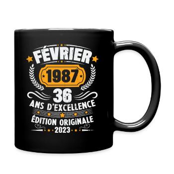Cadeau D'anniversaire 36 Ans Février 1987 Vintage - Mug uni - noir - Droite