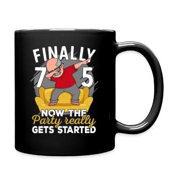 75. Geburtstag Mann 75 Jahre alt 75ter 75er Opa - Tasse einfarbig - Schwarz - Rechts