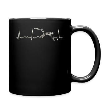 Dinosaurier fliegendes Skelett. Herz. Liebe. Ekg. - Tasse einfarbig - Schwarz - Rechts