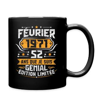 Rétro Cadeau D'anniversaire 52 Ans Février 1971 - Mug uni - noir - Droite