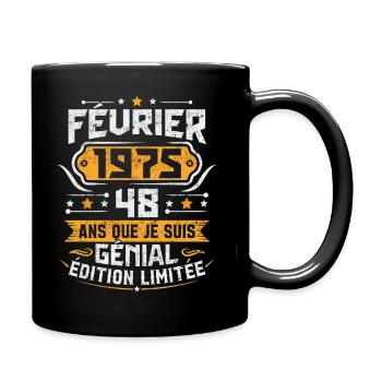 Rétro Cadeau D'anniversaire 48 Ans Février 1975 - Mug uni - noir - Droite