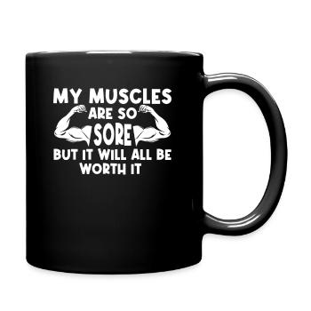 Muskelkater Gewichtstraining Fitnessstudio - Tasse einfarbig - Schwarz - Rechts