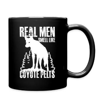 real men smell like coyote pelts Design - Tasse einfarbig - Schwarz - Rechts