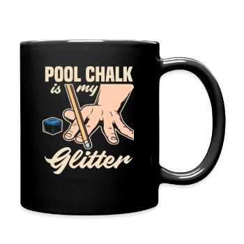 Billard Kreide Glitzer Hobby Billardspieler - Tasse einfarbig - Schwarz - Rechts
