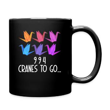 Origami Paper Crane Wishing Japanese Paper - Full Colour Mug - black - Right