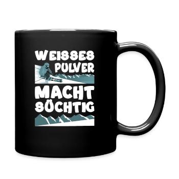 Weißes Pulver macht süchtig Wintersport Ski - Tasse einfarbig - Schwarz - Rechts