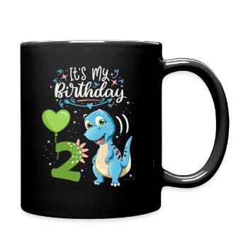 2e anniversaire dinosaure, enfant dinosaure, 2 ans - Mug uni - noir - Droite