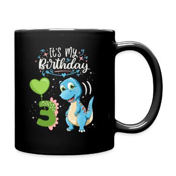 3ème anniversaire dinosaure, enfant dinosaure, 3 ans - Mug uni - noir - Droite