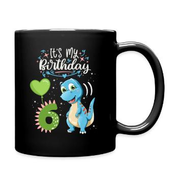 Dinosaure de 6e anniversaire, enfant dinosaure, 6 ans - Mug uni - noir - Droite