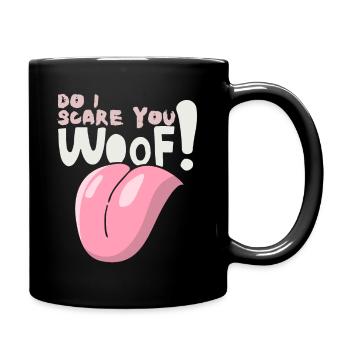 Woof! Funny saying for dog owners Halloween - Full Colour Mug - black - Right