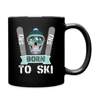 Wintersport Skifahrer Skifahren Born to Ski - Tasse einfarbig - Schwarz - Rechts