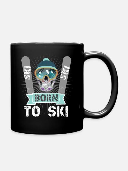 Sports d’hiver Skifahrer Ski Né pour skier - Mug uni - noir