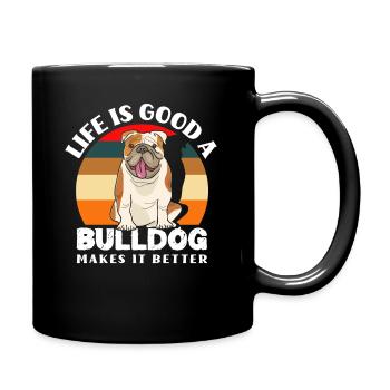 Bulldogge Leben Tierhalter Hund - Tasse einfarbig - Schwarz - Rechts