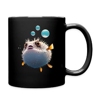 Kugelfisch Kugelfische Fisch Ozean Tier - Tasse einfarbig - Schwarz - Rechts