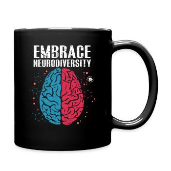 Embrace Neurodiversity - Embrace ADHD Autism ASD - Full Colour Mug - black - Right
