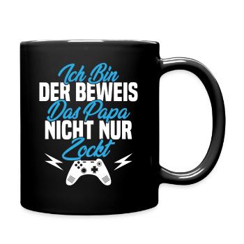 Ich Bin der Beweis das Papa Nicht nur zockt - Tasse einfarbig - Schwarz - Rechts